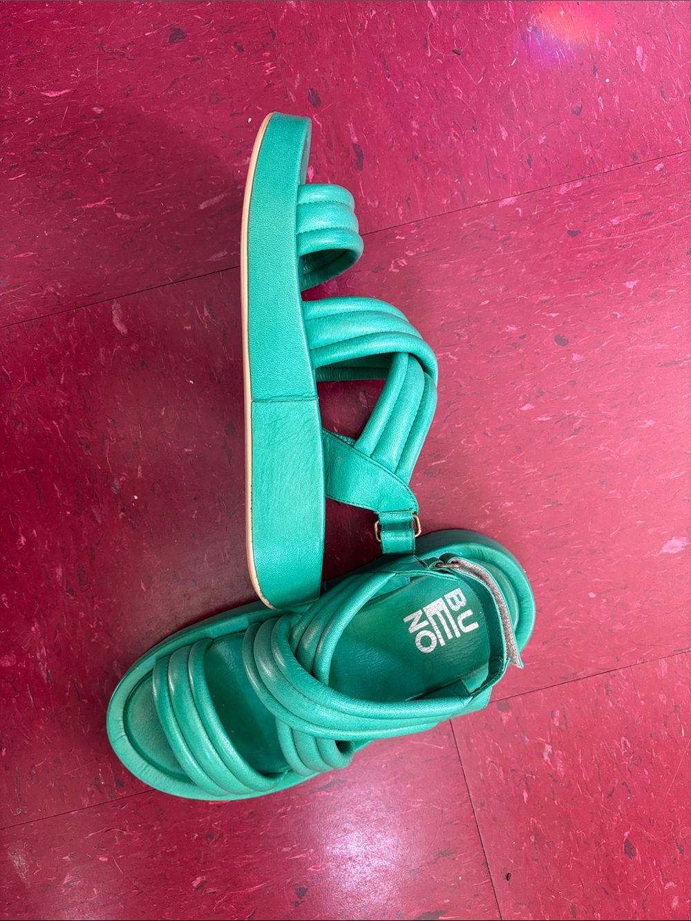 Super Soft Leather ‘Bueno’ Teal Padded Strap Sandals